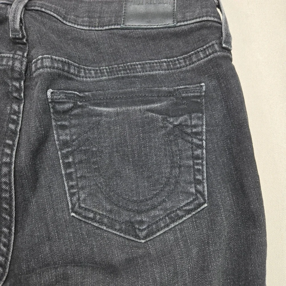 True Religion Halle Mid Rise Super Skinny‎ Jeans Black Wash Zipper Ankle Size 28 - Picture 4 of 15